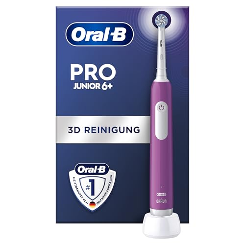 Oral-B Pro Junior Elektrische Zahnbürste für Kinder — Electric Toothbrush ab 6 Jahren — Inkl. 1 Aufsteckbürste, Designed by Braun, Lila 1