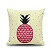 Lieson Fundas de cojín de Navidad, 1 funda de cojín de 40 x 40 cm, 40 x 40 cm, diseño de triángulo de piña, color beige, rosa, negro, lino