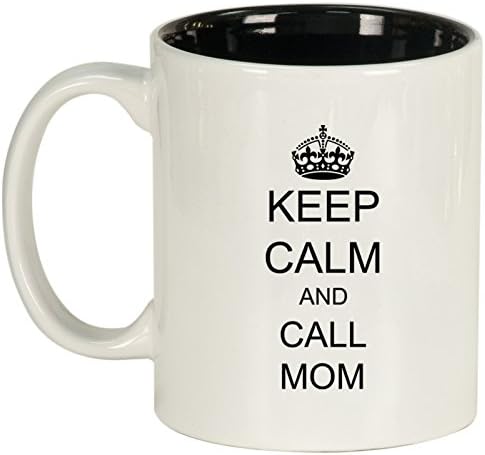 Miniatura 6 de Taza de cerámica con texto en inglés Keep Calm and Call Mom, color verde