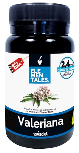 Novadiet - ELEMENTALES VALERIANA Càpsula con Valeriana - Complemento Alimenticio Para Modular Estados de Nerviosismo, Ansiedad y Estrés - Mejorar Calidad y Cantidad del Sueño - 30 Cápsulas Vegetales.