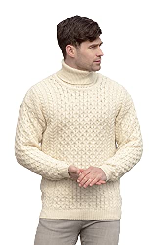 Aran Crafts Unisex Irish Cable Knitted Soft Roll...