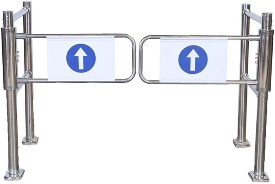 Stainless Steel Swing Gate with Guardrail, Self-Closing, Automatic Rebound, for Supermarkets, Libraries, and Public Spaces，Silver 130x102 cm