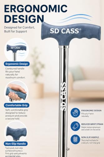 Image of 4 Leg Walking Stick | Lightweight Walking Support with Adjustable Height & Anti-Slip Handle | Quadbase Walking Cane for Men /Women, Patients, Elderly