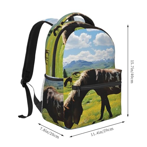 Casual Backpack for Women Men Horses Grazing Lightweight Daypack Large Capacity Nurse Bag2