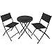 tectake Set de Balcon ou Jardin, Salon de Jardin, 1 Table et 2 Chaises de Jardin Pliants, Noir