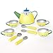 YOTTOY Madeline Collection | 23-Piece Kids Tin Tea Set Toy w/ Illustrations, Monograms, Carry Case