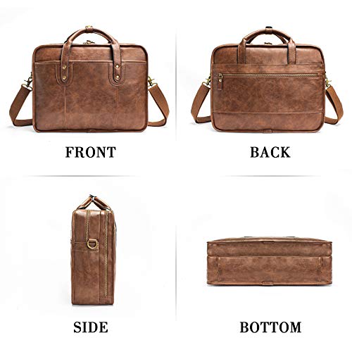 Leather Briefcases for Men 15.6 Inch Business Computer Bag Laptop Bag for Men Water Resistance Travel Messenger Bag2