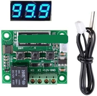 1 pcs W1209 12V DC Digital Temperature Controller Board Micro Digital Thermostat with 10A One-Channel Relay and Waterproof Sensor(Blue)