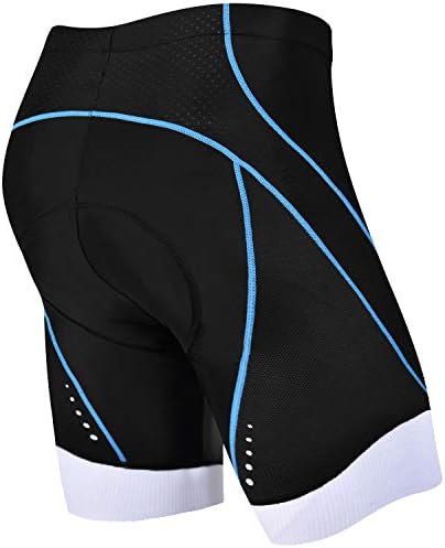 NOOYME Men's Cycling Shorts 3D Gel Padded Bicycle Riding Men's Bike Shorts (X-Large,White-Blue)