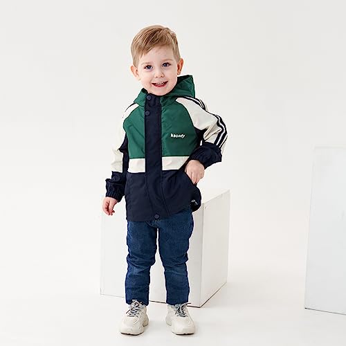 Image of Volunboy Toddler Boys Windbreaker Casual Outerwear Kids Lightweight Zip Hooded Jacket Baby Cute Dust Coat