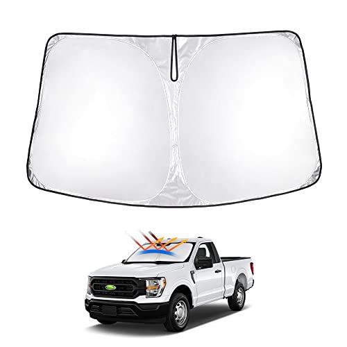 T TGBROS Custom Fit for Windshield Sun Shade 2021-2023 Ford F150 F-150 Super Crew Cab, Regular Cab, Super Cab Front Window Sun Screen Foldable Sun Visor UV Protector Reflective Heat Sun