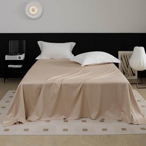 JIANINGHOME Sábana encimera de algodón de 245 x 245 cm, transpirable, antiarrugas, resistente al encogimiento y a la decoloración, con fundas de almohada de 50 x 75 cm, 2 unidades