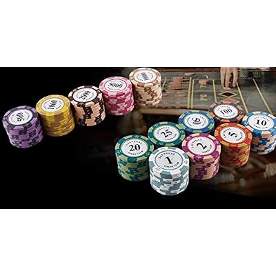Chips,Round Chips,Texas Hold'em, Baccarat, Flush, Casino Clay Denomination Chips.20 Tablets of 5 denominations, 100 Tablets in Total
