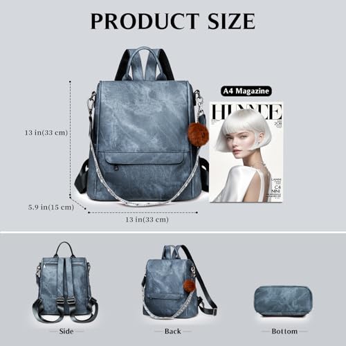 Image of Woman Backpack Purse Waterproof Lightweight PU Leather Backpack, Multipurpose Travel Shoulder Bag Handbag