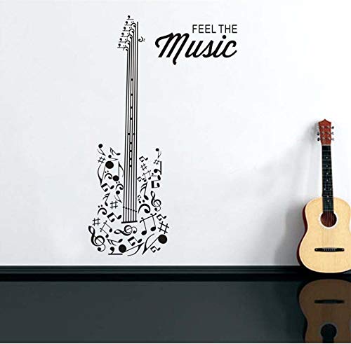 xlei Etiqueta De La Pared Sienta La Música Guitarra Silueta Pegatinas De Pared Decoración para El Hogar Vinilo Adhesivo DIY Creativo Tatuajes De Pared Removible Impermeable Wallpaper109X43Cm