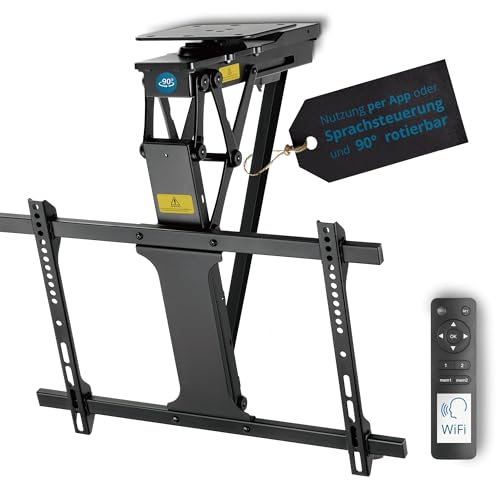 Xantron® DEHA-600E-Roto tv-plafondhouder, elektrisch inklapbaar, kantelbaar en draaibaar, 32-75 inch, plafondhouder voor televisie/monitor, plafondhouder, incl. afstandsbediening