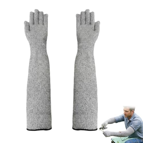 Level 5 Cut Resistant Arm Gloves, 50cm Long Safety Arm Sleeves | HPPE Anti-Scratch Bite-Proof Arm Guardsfor Construction, Gardening, Kitchen, Outdoor Work Gardening Gloves Gift for Worker