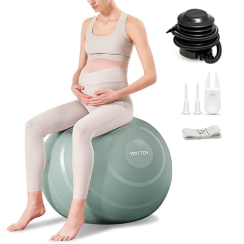 Image of YOTTOY Anti-Burst Exercise Ball for Working Out, Yoga Ball for Pregnancy,Extra Thick Workout Ball for Physical Therapy,Stability Ball for Ball Chair Fitness with Pump