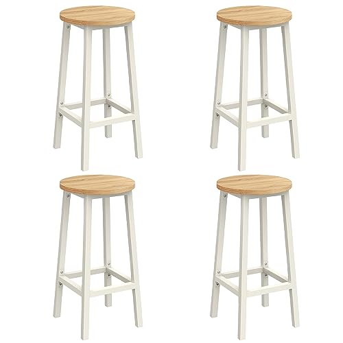 VASAGLE Tabourets de Bar, Lot de 4, Chaises, Siège Haut, Cadre Métallique, Montage Facile, Hauteur 65 cm, Repose-Pieds, pour Cuisine, Salon, Salle à Manger,...