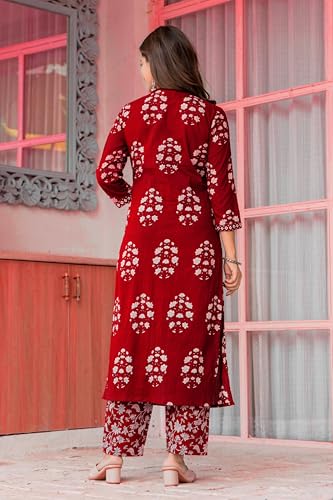 Image of PARTHVI Women's Pure Cotton Printed Straight Kurta Set with Palazzo Pants & Dupatta- Ethnic Wear, Green