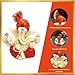 Gold Art India Polyresin Lord Ganesha Idol for Car Dashboard, Home, Office Ganpati Statue for Mandir Decor Handcrafted Ganesh Murti (2 x 2.5 inch, Red & Orange)