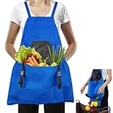 Talkson Gardening Apron, Garden Apron with Quick Release Pockets,Water Resistant Oxford with Adjustment Cross Strap,Farm Work, Harvest Apron Gardening Gifts for Men&Women
