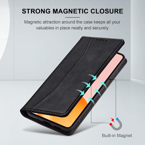 Image of Jasonyu Wallet Case for Honor 400, Flip PU Leather, Black
