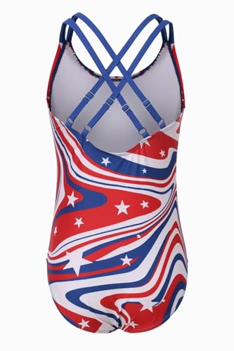 Image of Moon Tree Girls One Piece Swimsuits, Adjustable Double Straps Bathing Suits for Kids Girls Hawaiian Swimwear 3-16 Years