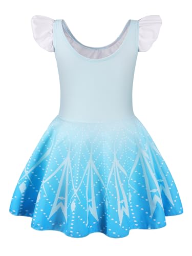 COTRIO One Piece Princess Swimsuit for Girls Short Sleeve Swim Dress Rash Guard Bathing Suit Skirted Swimwear 1-10 Years2