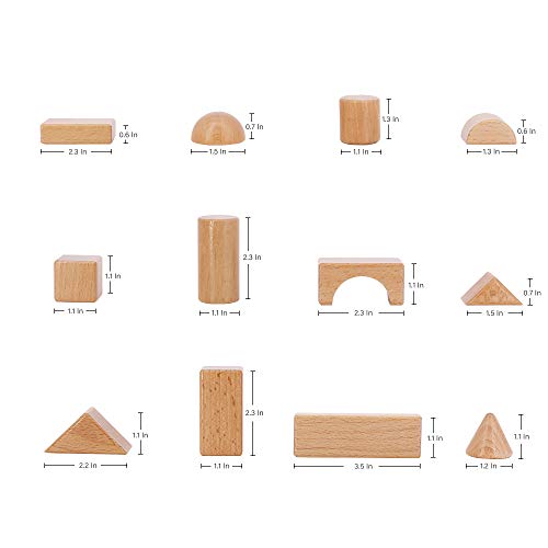 KAJA Classic Wooden Building Blocks Sets 80 Pcs Natural Blocks for Toddlers Educational Preschool Learning Toys with Carrying Bag