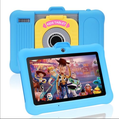 TABTIVI Tablet per bambini 7 pollici Android, 8(3+5) GB RAM, 64GB ROM(TF card 128 GB), Google GMS, App per Bambini Preinstallata, Controllo Parentale, Kids space, WIFI, Custodia antiurto, blu