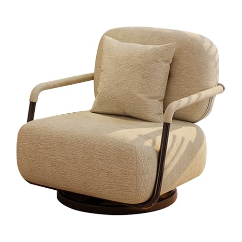 HGFVNFVKHA Butacas de Salon Tapizado en Chenilla, Sillones para el Salón con Rotación de 360° y Asiento Ancho, Ideal para Sala de Estar, Dormitorio o Rincón de Lectura(White)