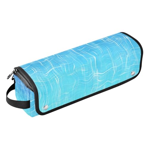 Bolsa de viaje para herramientas de cabello con tapete térmico para planchas y rizadores color azul cielo con diseño craquele miniatura 1