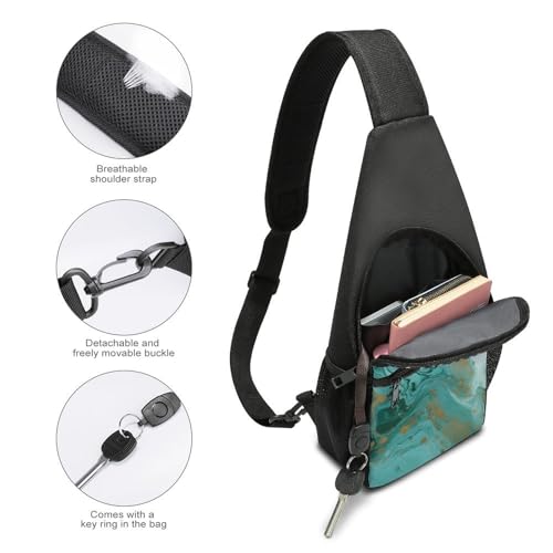 Bolso cruzado sling azul y dorado para viajes miniatura 4