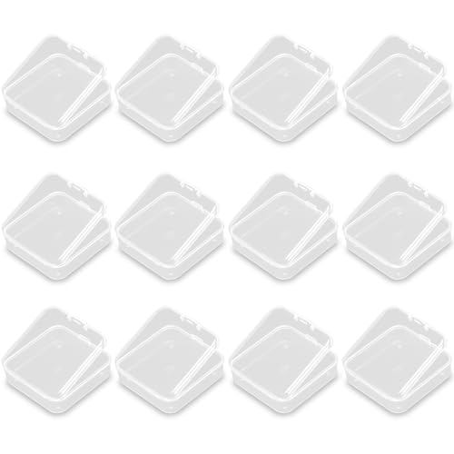 Image of 24Pcs Square Bead Organizers with Lid (2.52 x 2.52 x 0.79 inch), Small Square Plastic Clear Beads Storage Containers Box for Beads, Small Items etc