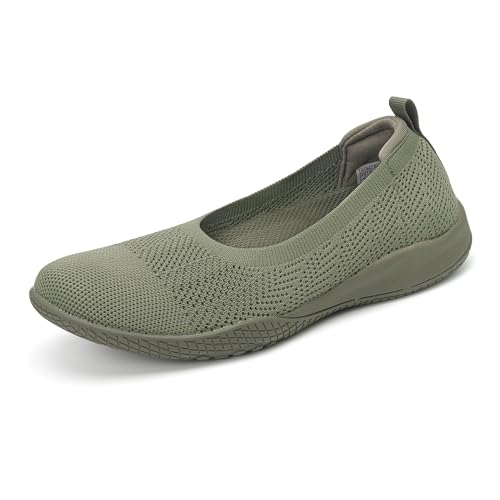Image of LEDINEY Women's Flats Slip On Go Walk Shoes for Women Comfortable Walking Sneakers Knit Low Wedge Dressy Ballet Shoes Zapatos para Mujer