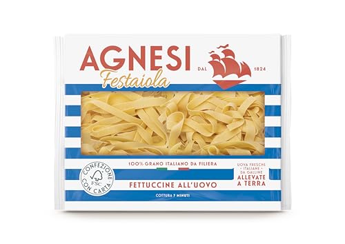 Agnesi Fettuccine all’Uovo - Pasta all’Uovo Festaiola, Confezione in Carta FSC, 250 Grammi