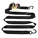 DC Cargo Mall Retractable Ratchet Strap, 2 Pack (2 inch x 10 feet)-Heavy Duty Tie Down Auto Retractable Ratchet Straps - Easy Self Contained Black Ratchet Strap Tie Downs for Trailers, Vehicles, Boat