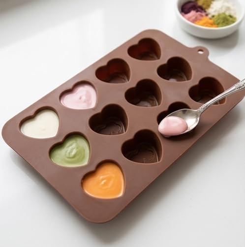 Image of ARTO Kiss Shaped Silicone Chocolate Mould, 15 Cavity, Lip Shape Candy Tray for Valentine's Day Gifts & Bachelorette Party Favors. Food Grade, Non-Stick DIY Baking Tool (Brown)