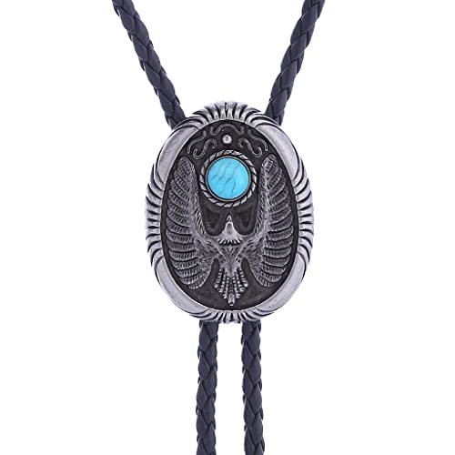 Btilasif Bolo Tie Turquoise, Western Cowboy Flying Eagle Native American Leather Necktie Bolo Tie For Men Women #TOP1