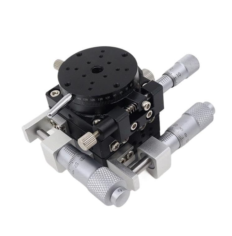 Liniowy stolik obrotowy XYR 60 mm, 3-osiowa platforma z ręcznym przemieszczaniem mikrometru, precyzyjny stół przesuwny szyną poprzeczną o średnicy 0,01 Automatyka Przemysłowa(LSp60-LM)