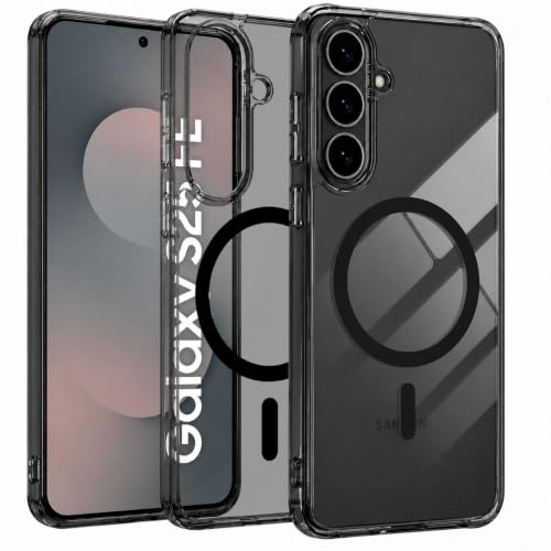 Image of Elzzi Anti Scratch Semi Translucent Cover for Samsung S25 FE Case, Premium PC + TPU Magnetic Phone Cases Drop Proof, Compatible with Magsafe Slim Never Yellowing Shockproof