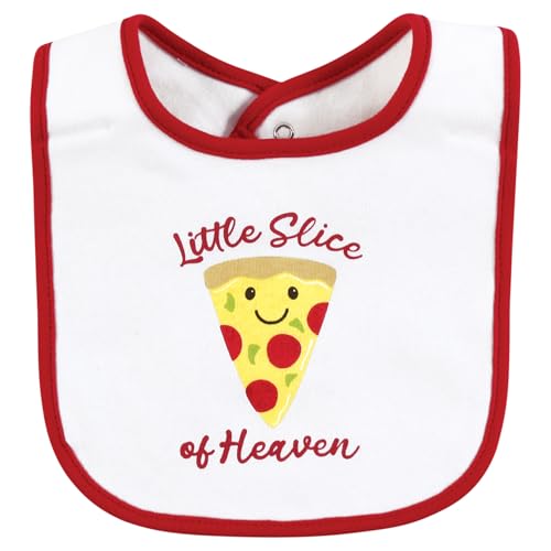 Hudson Baby Infant Boy Cotton Bibs, Pizza Slice Of Heaven, One Size
