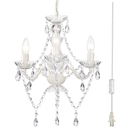 Antique House White Chandelier Plug in Chandelier Crystals Chandeliers 3 Light Small Chandelier for Girls Room