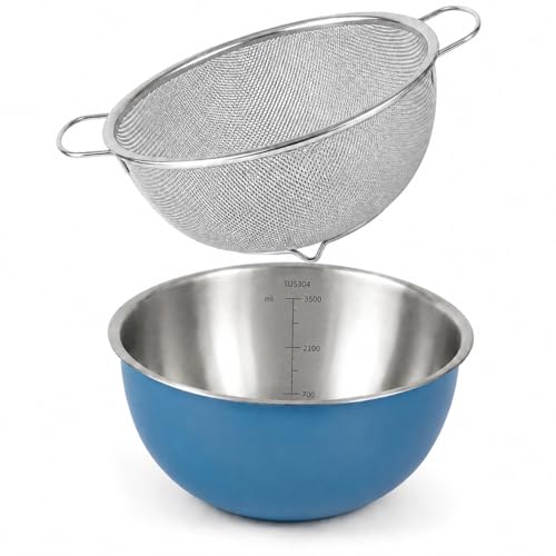 Colador de acero inoxidable 18/8 con bol medidor 3.5QT miniatura 1