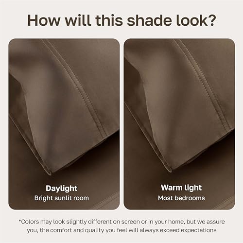 Image of California Design Den Twin Bed Sheets 100% Cotton, 600 Thread Count Sateen, Soft, Twin Sheet Set, Deep Pockets (Mushroom - Taupe Brown)