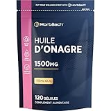 Huile d'Onagre Capsules 1500 mg | Pression À Froid | 120 Gélules | Evening Primrose Oil Capsules | Complément alimentaire Avec Oméga 6 et Acide Gamma-Linolénique GLA | Horbaach