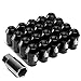 J2 Engineering 7075-T6 Aluminum M12 x 1.25 20Pcs 40mm Tall Open-End Lug Nut w/Socket Adapter Black