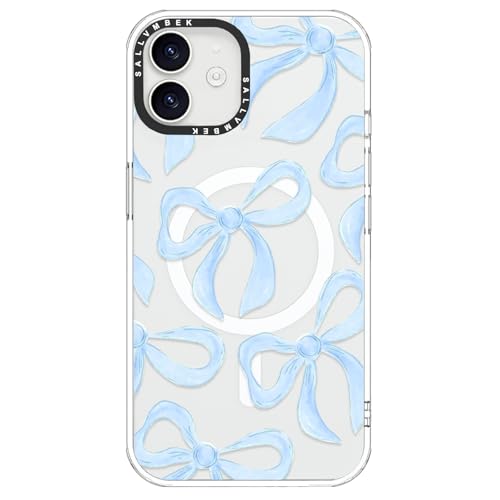 sallvmbek for iPhone 12 Case/iPhone 12 Pro Case 6.1 inch,Compatible with MagSafe,Cute Bow Print Pattern,Magnetic Shockproof Protective Clear TPU Bumper Phone Cases Cover for Women Girly