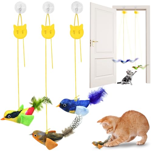 Interactive Cat Toys for Indoor Cats, Retractable Door Hanging Cat